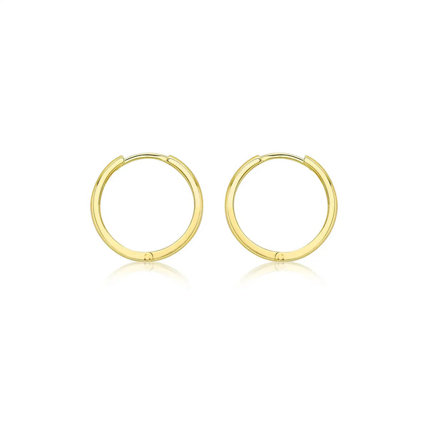 9ct Yellow Gold 14mm Hoop Earrings