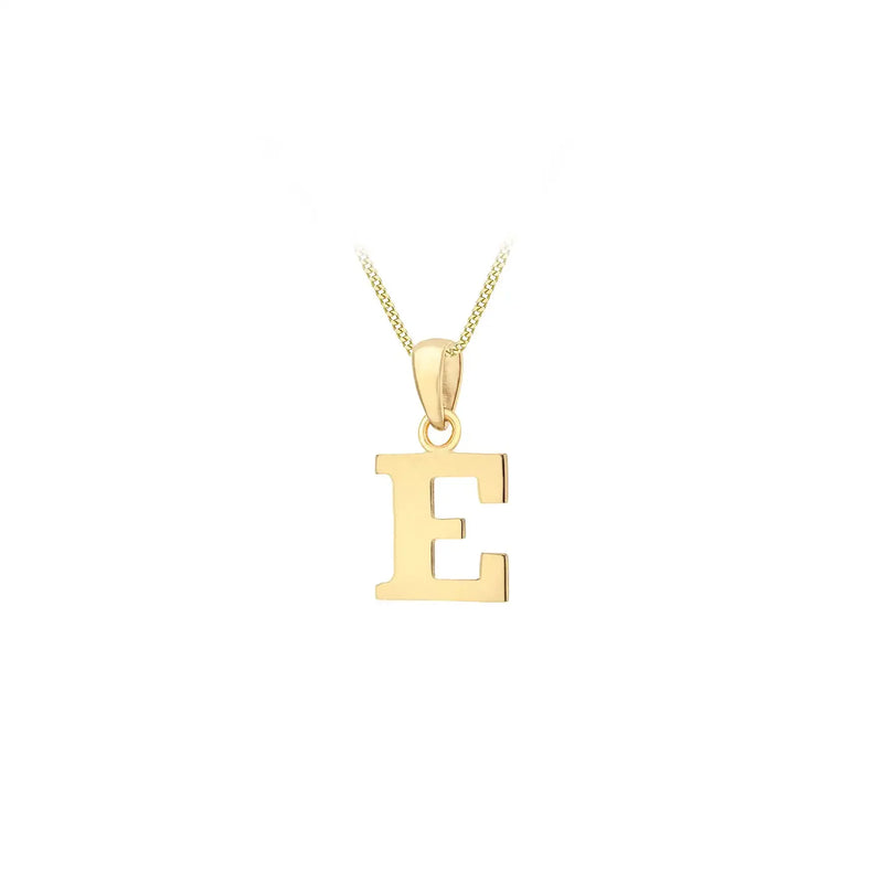 9ct Yellow Gold Plain Initial E Pendant (no chain)