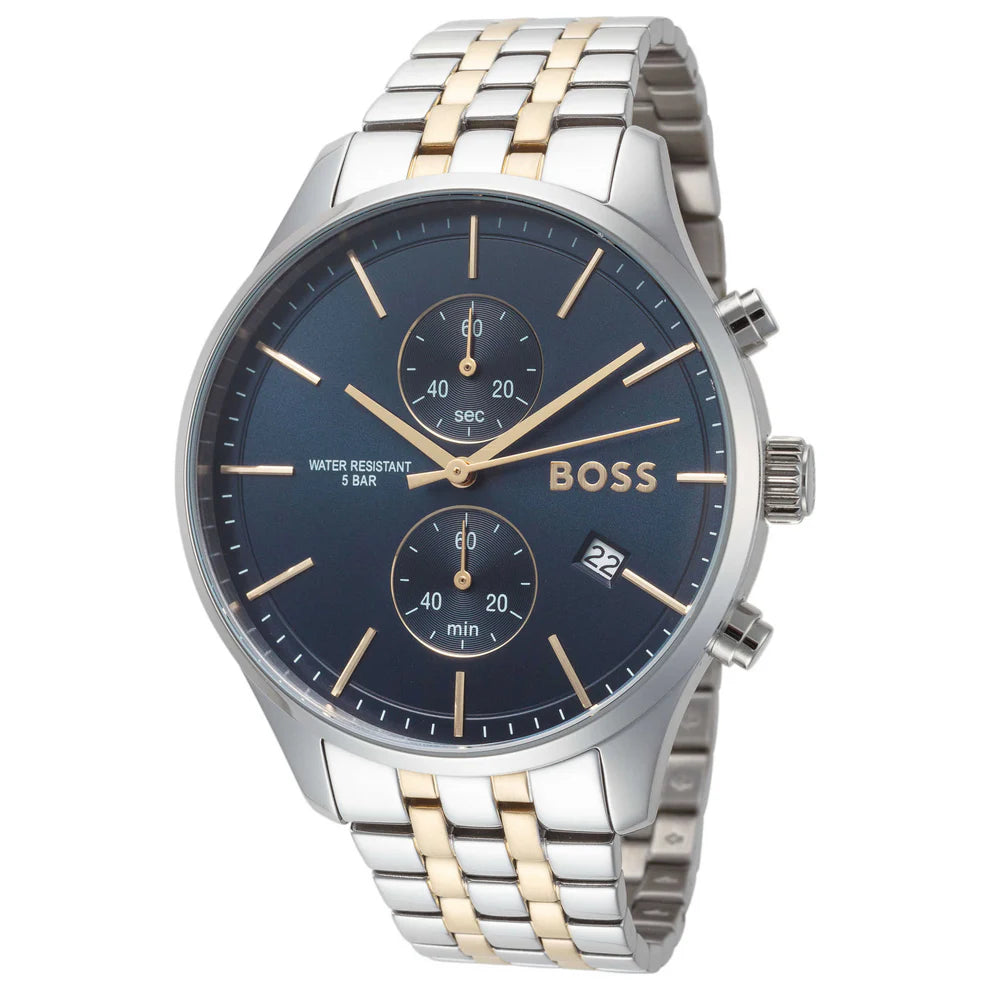 BOSS Mens Associate Chronograph Blue 44 mm Watch Bracelet