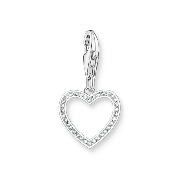 Thomas Sabo Silver Heart Charm with White Stones