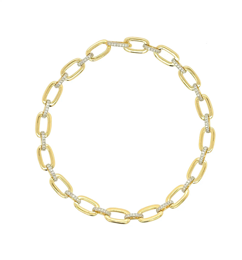 9ct Yellow Gold & Diamond Alternating Bracelet