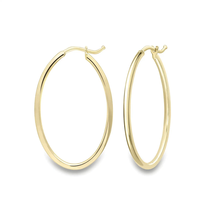 9ct Yellow Gold Oval Square Tube Earrings