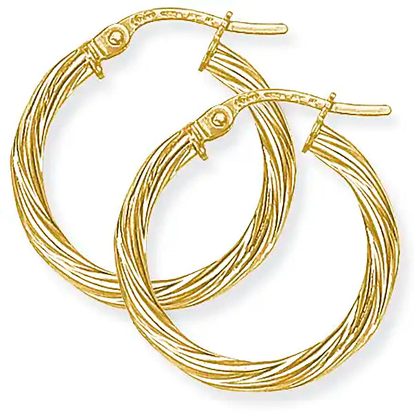 9ct Yellow Gold Twisted Hoop Earrings