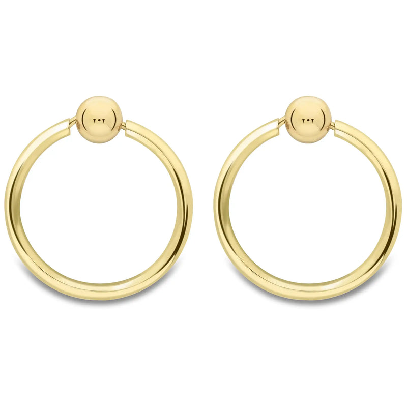 9ct Yellow Gold Ball and Open Circle Drop Earrings