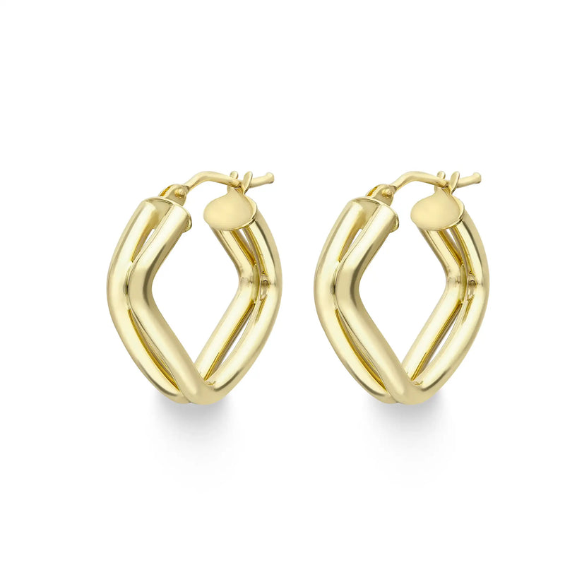 9ct Yellow Gold Fancy Hoop Earrings 17mm