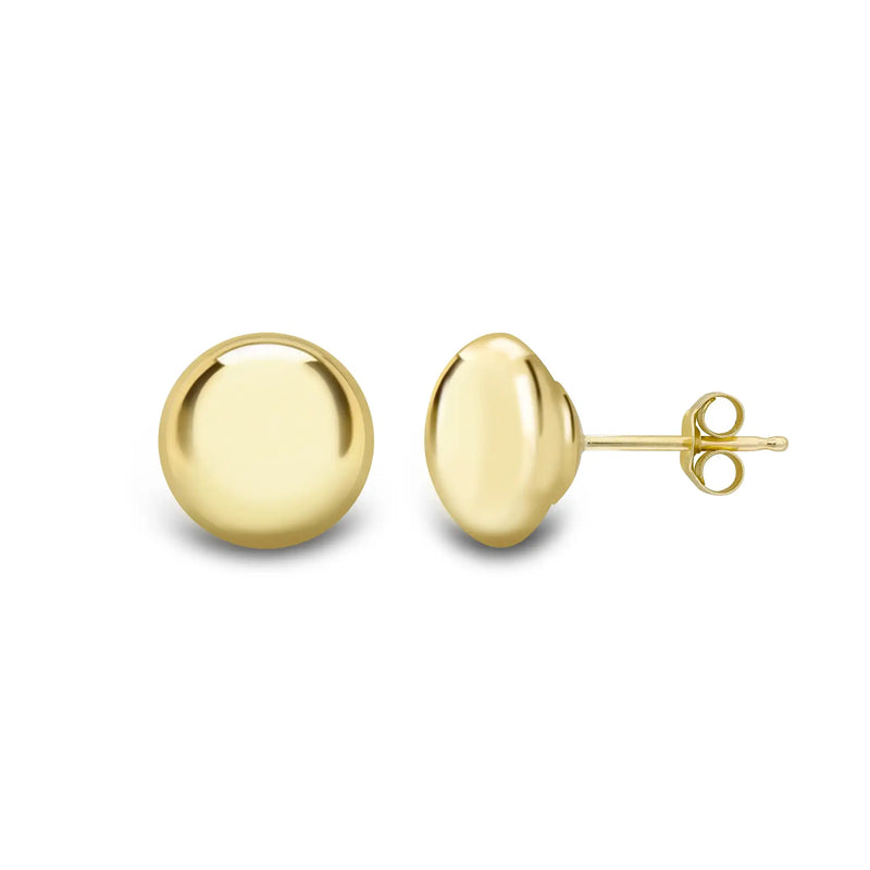 9ct Yellow Gold 8mm Button Stud Earrings