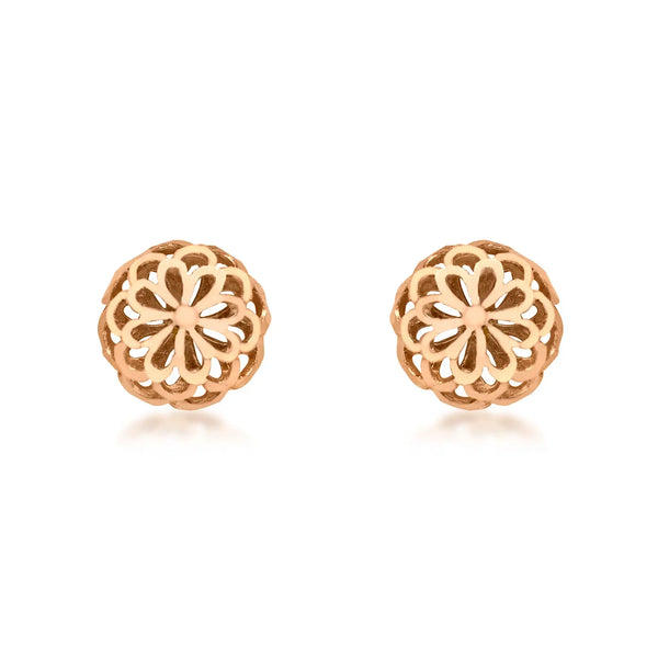 9ct Rose Gold 10mm Diamond Cut Dome Stud Earrings