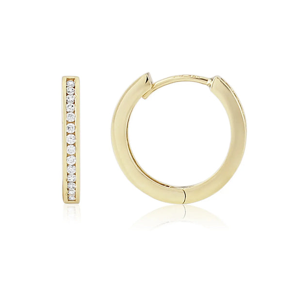 9ct Yellow Gold Cubic Zirconia Hoop Earrings