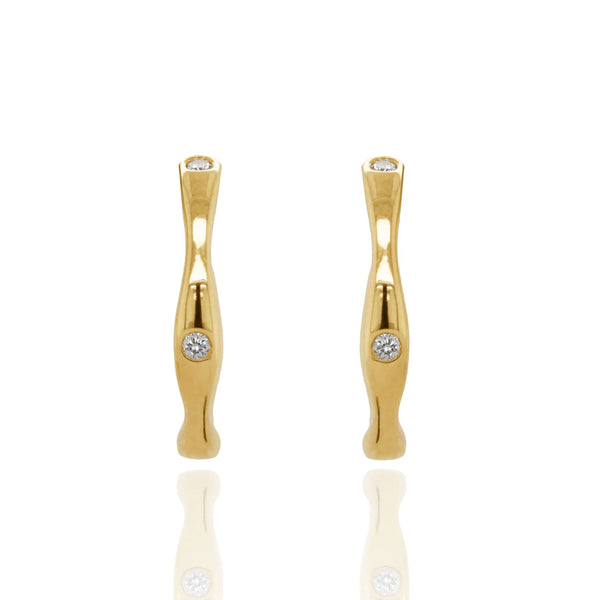 9ct Yellow Gold Diamond Bones Earrings