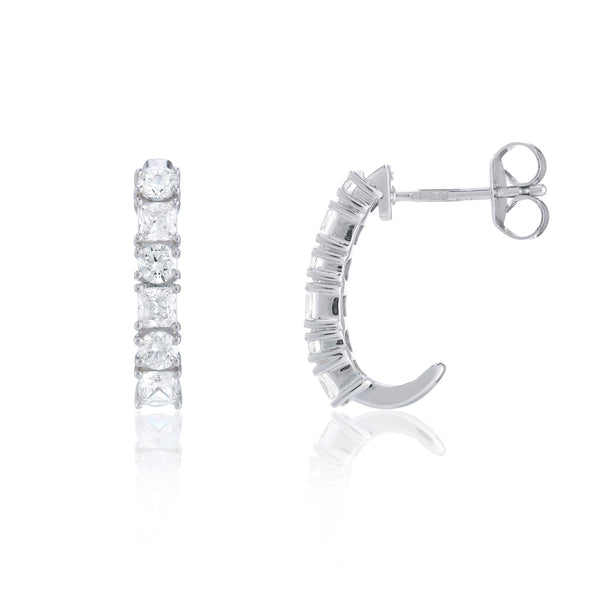 9ct White Gold Cubic Zirconia 'J' Earrings