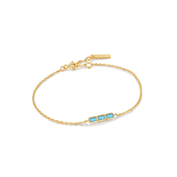 Ania Haie Shiny Gold Gold Turquoise Bar Bracelet