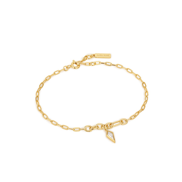 Ania Haie Shiny Gold Sparkle Drop Pendant Chunky Chain Bracelet