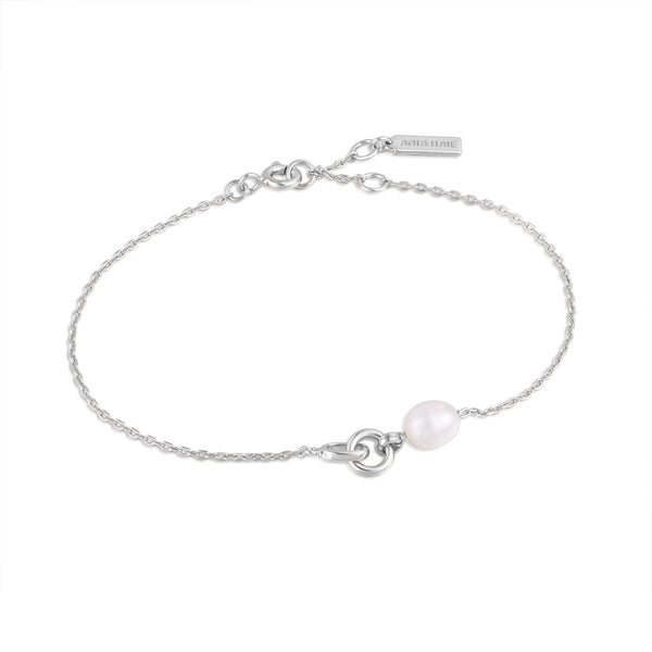 Ania Haie Rhodium Pearl Link Chain Bracelet