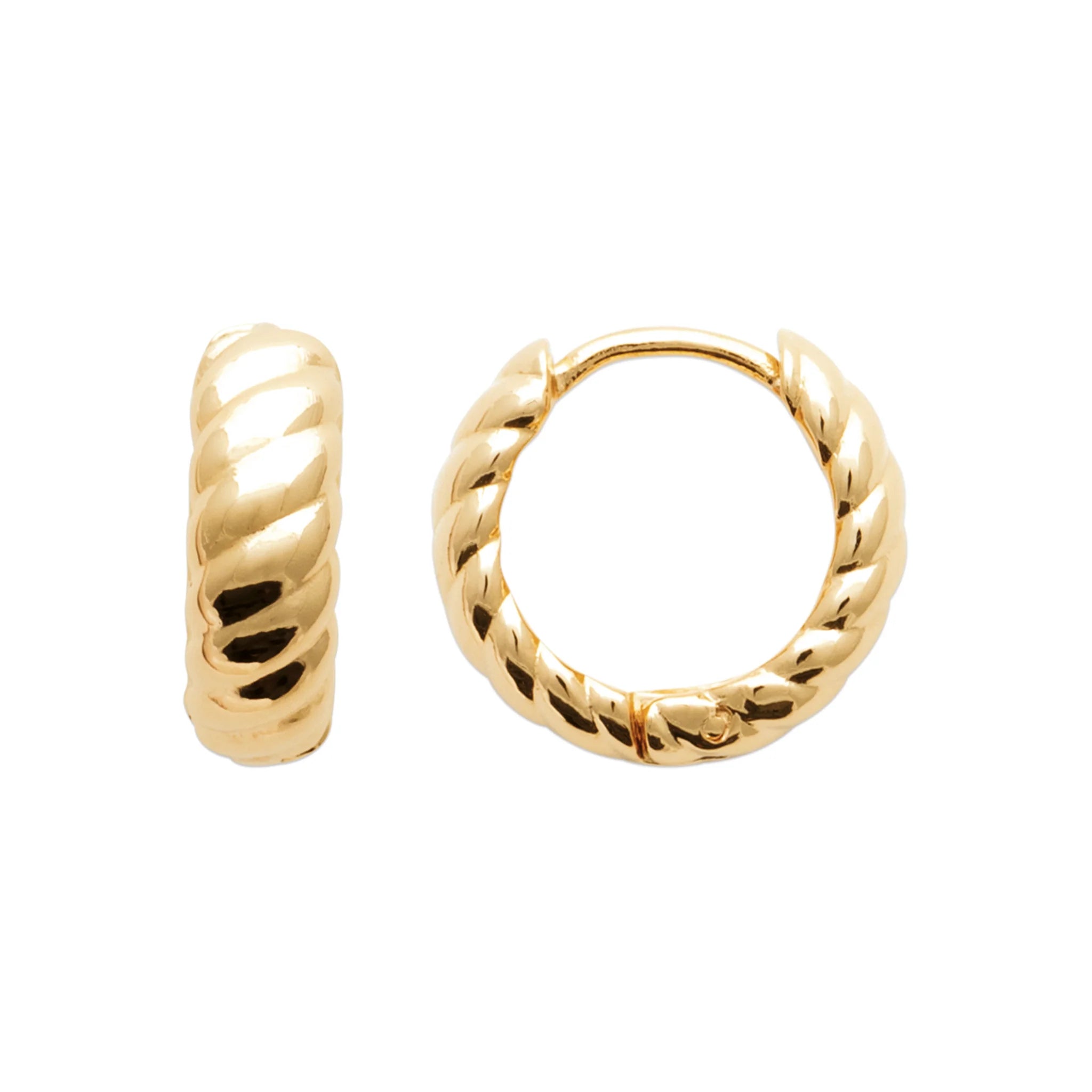 Burren - Strong Bond, Yellow Gold Plated Rope Huggie Earrings