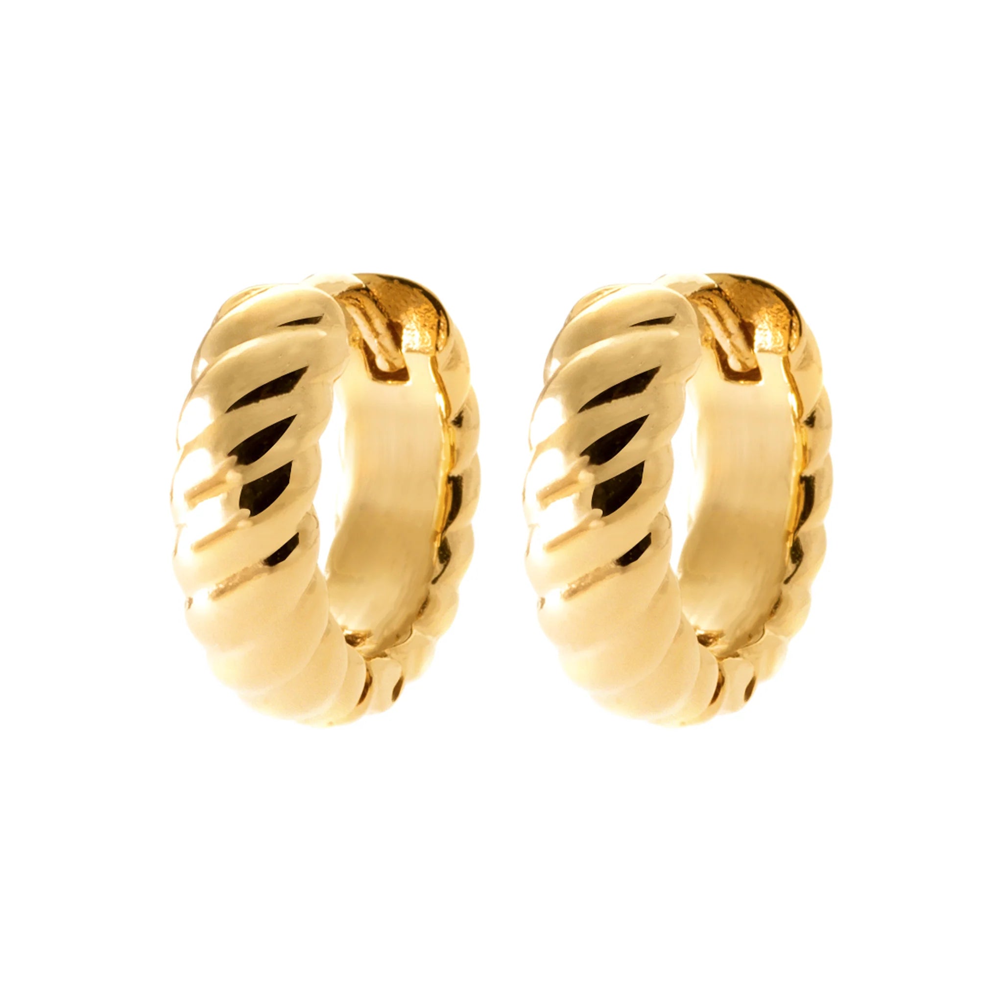 Burren - Strong Bond, Yellow Gold Plated Rope Huggie Earrings