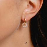 Backyard Memories - Yellow Gold Plated CZ Double Circle Hoop Earrings