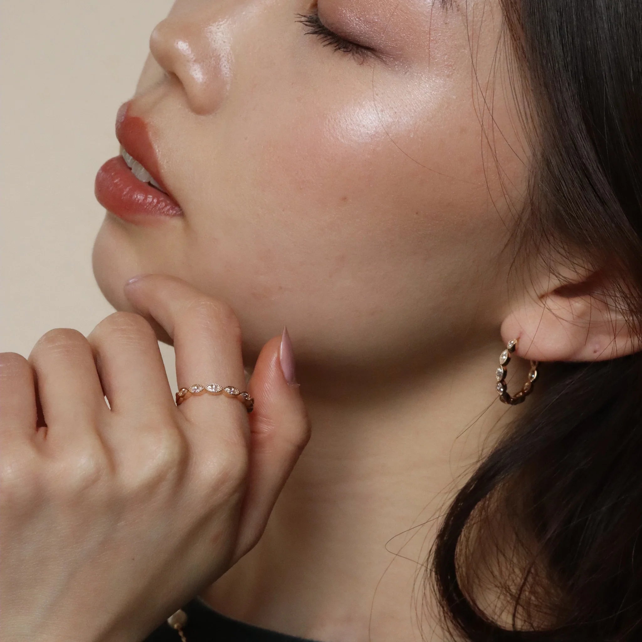 Labelled With Love - Yellow Gold Plated Marquise Cut CZ Hoop Earrings 20mm