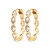 Labelled With Love - Yellow Gold Plated Marquise Cut CZ Hoop Earrings 20mm