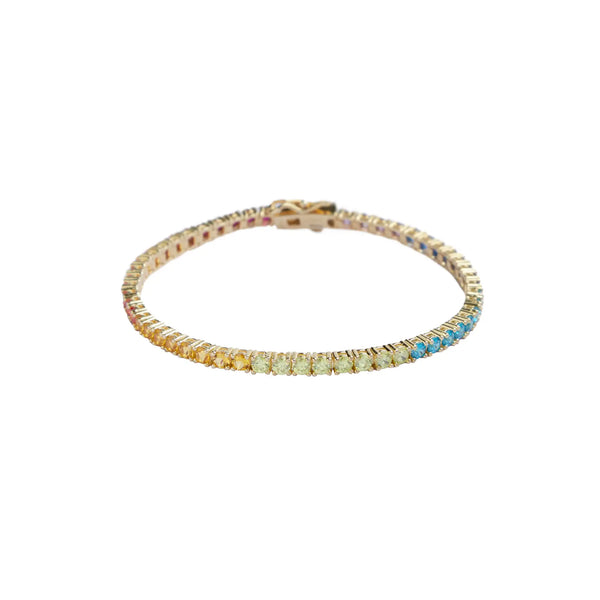 Rainbow Tennis Bracelet 18K Gold Vermeil