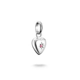 Thomas Sabo Silver Heart Charm with Ruby Star