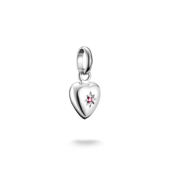 Thomas Sabo Silver Heart Charm with Ruby Star