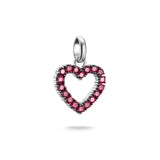 Thomas Sabo Silver Heart Charm with Ruby Stones