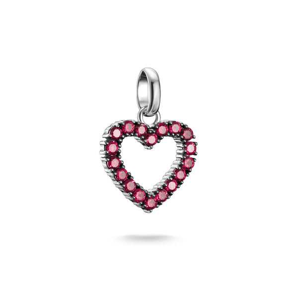 Thomas Sabo Silver Heart Charm with Ruby Stones
