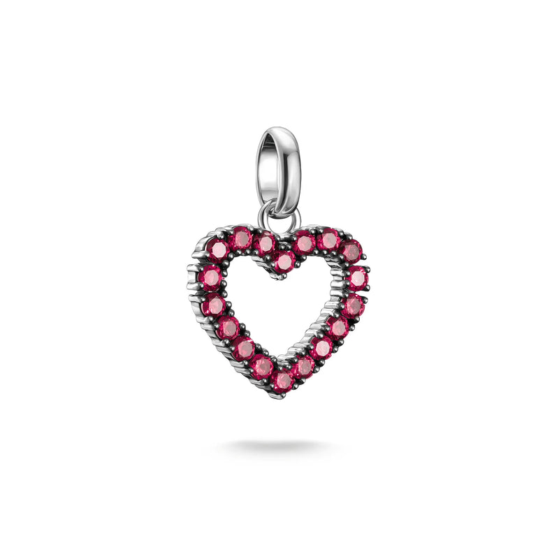 Thomas Sabo Silver Heart Charm with Ruby Stones