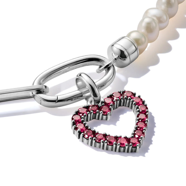 Thomas Sabo Silver Heart Charm with Ruby Stones