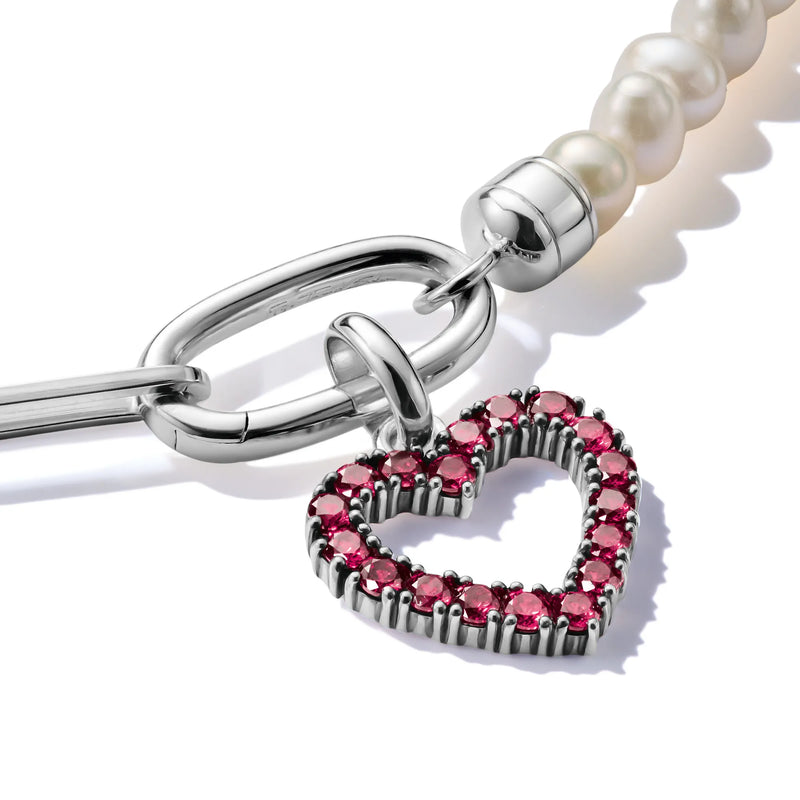 Thomas Sabo Silver Heart Charm with Ruby Stones