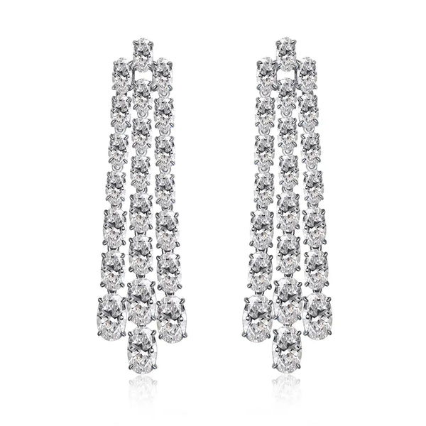 Brielle Oval Chandelier Earrings White Gold Plated