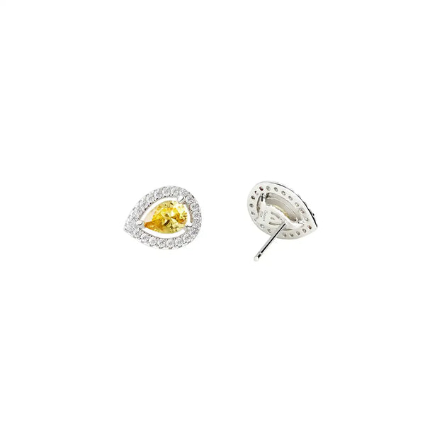 Emile Yellow Studs White Gold Plated