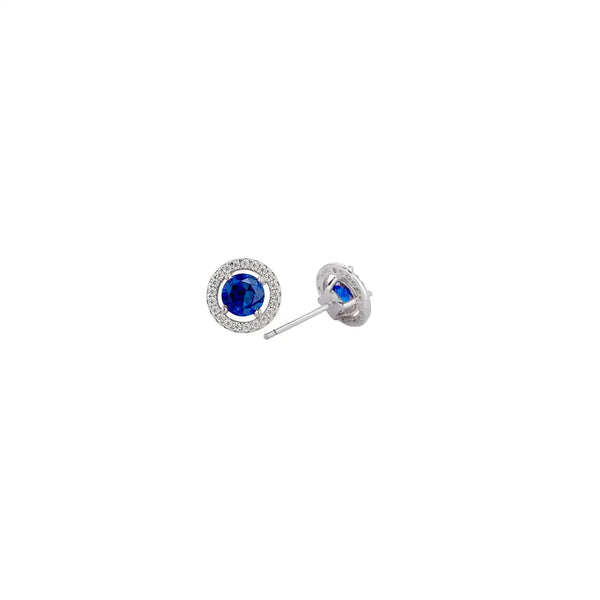 Emile Sapphire Blue Studs White Gold Plated