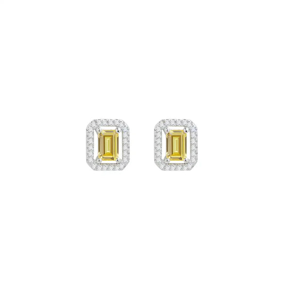 Eton Yellow Borderset Studs White Gold Plated