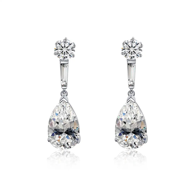 Kendall Round & Pear Drop Earrings White Gold Plated