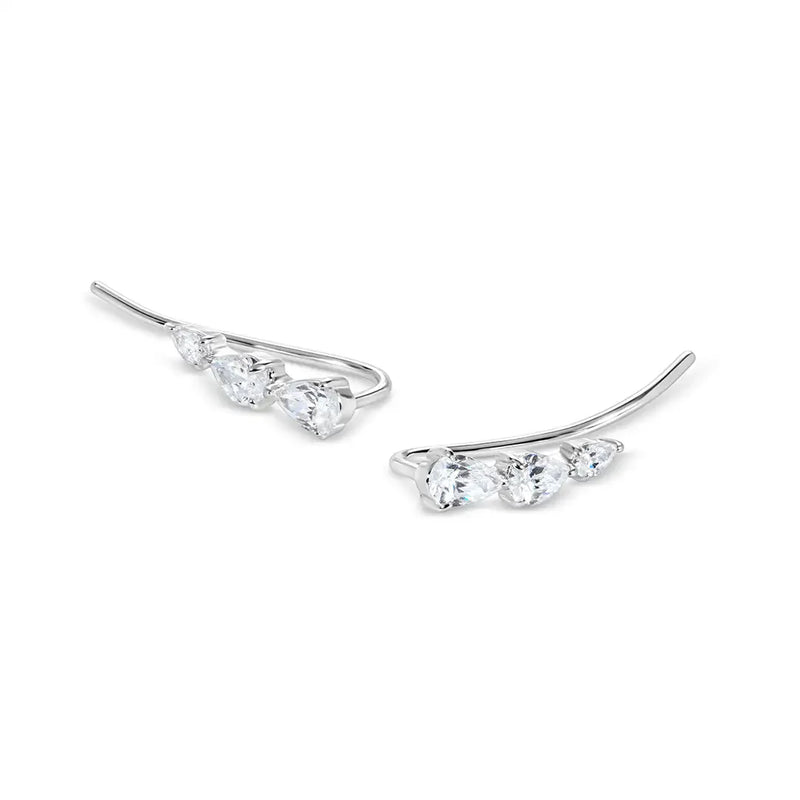 Toluda Ear Climber White Gold Plated