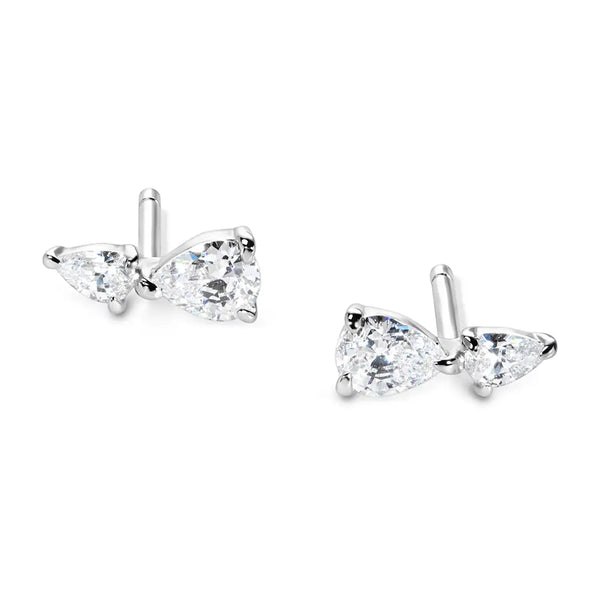 Zeta Studs White Gold Plated