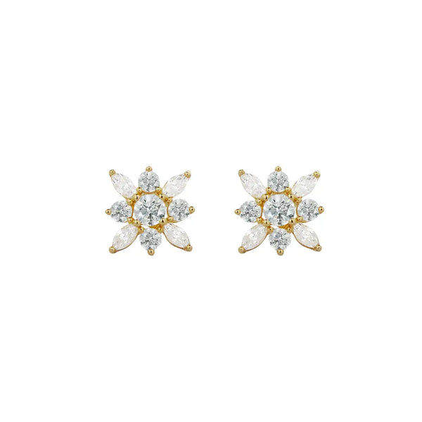 Snowflower Stud Earrings 18K Gold Vermeil