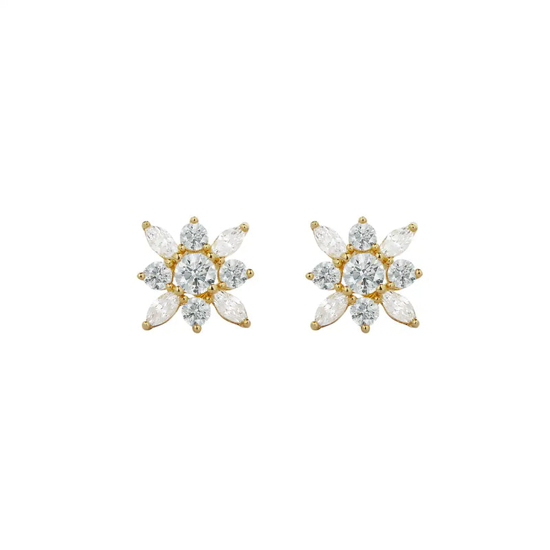 Snowflower Stud Earrings 18K Gold Vermeil