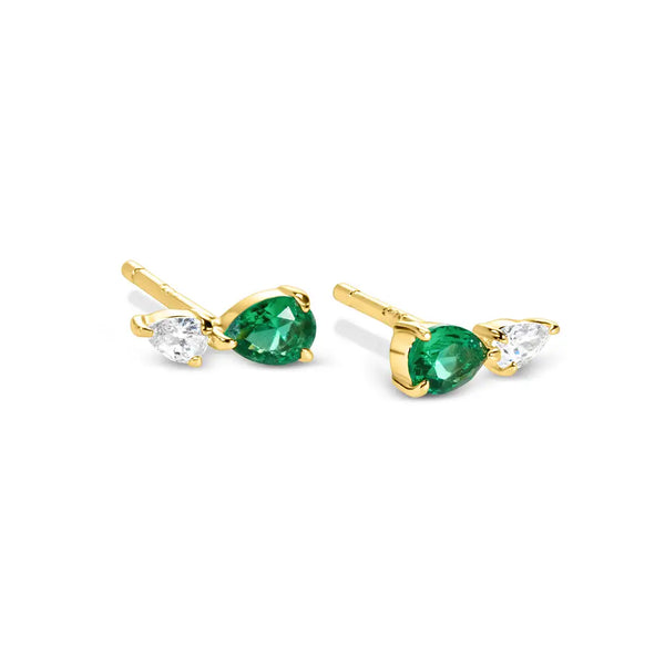 Zeta Studs Emerald 18K Gold Vermeil