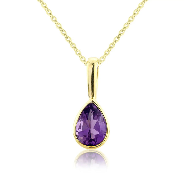 9ct Yellow Gold Amethyst Pendant Necklace