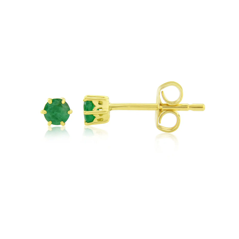 9ct Yellow Gold Emerald Stud Earrings