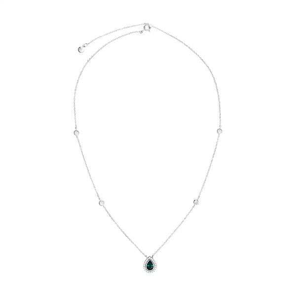 Emile Sapphire Necklace White Gold Plated