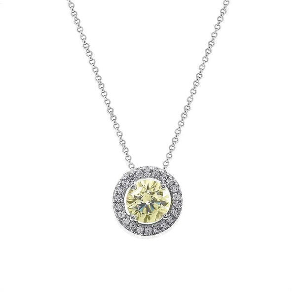 Gwen Light Yellow Necklace White Gold Plated