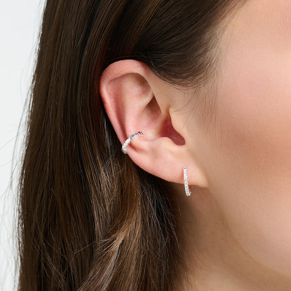 Thomas Sabo Silver Hinged Hoop Earring with Zirconia