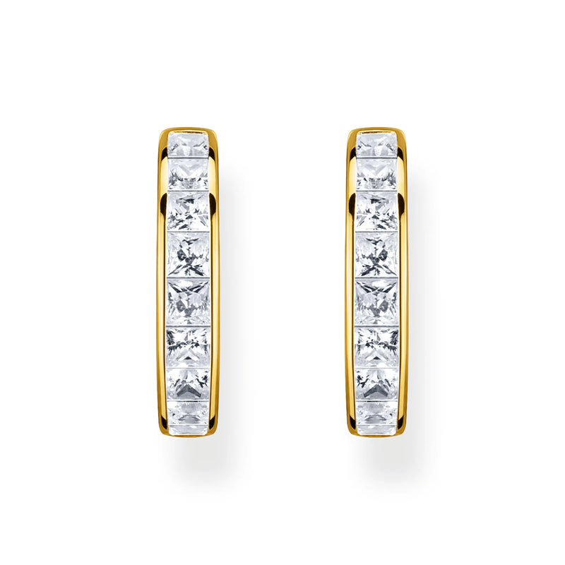 Thomas Sabo Gold-Plated Hoop Earrings with Baguette Zirconia