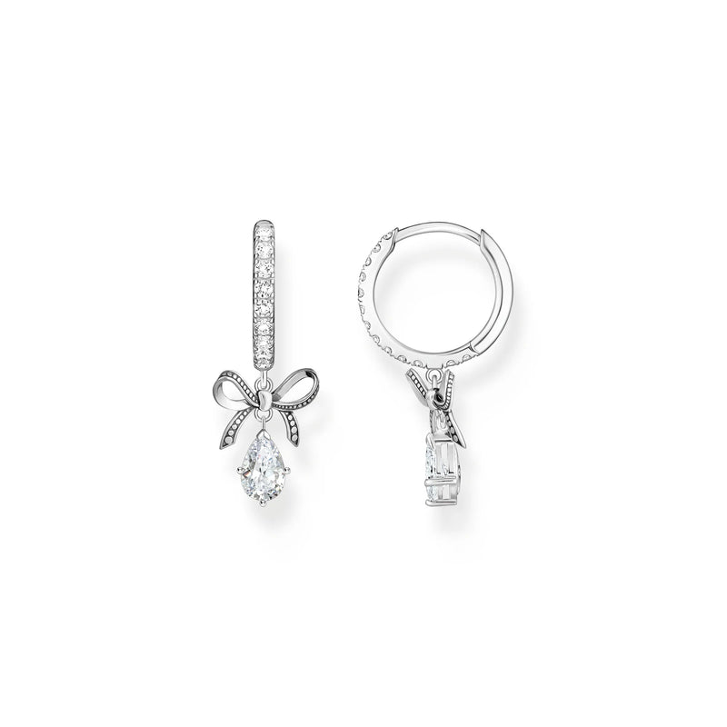 Thomas Sabo Blackened Silver Bow Pendant Hoop Earrings