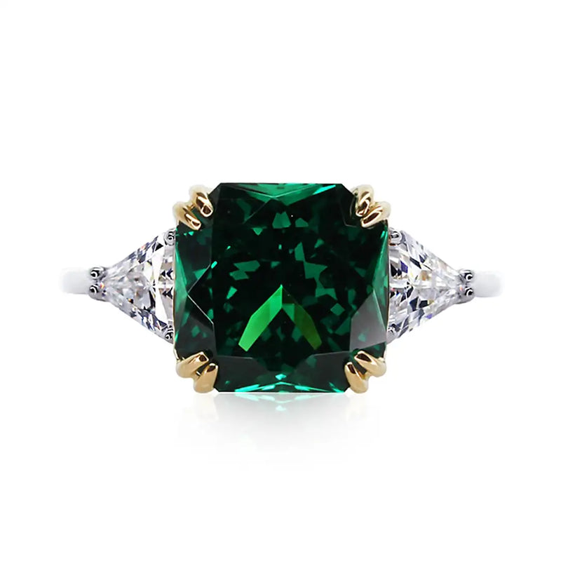 Leyton Flanders Emerald Ring White Gold Plated - Size L