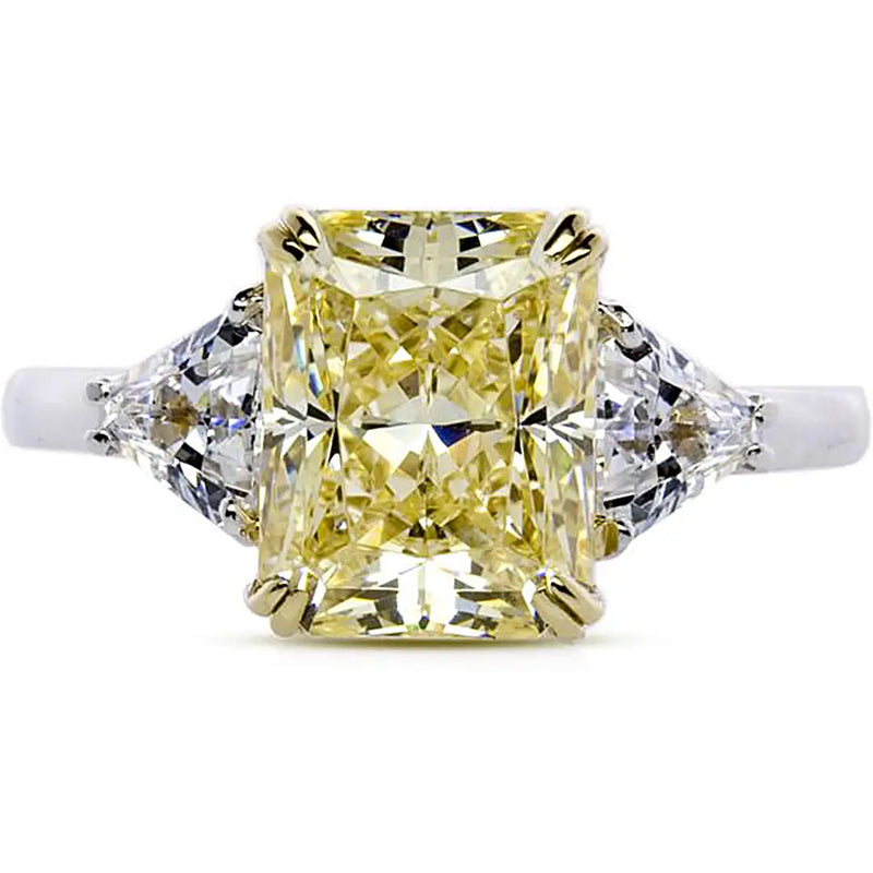 Alma Canary Radiant Ring 9K White Gold - Size N