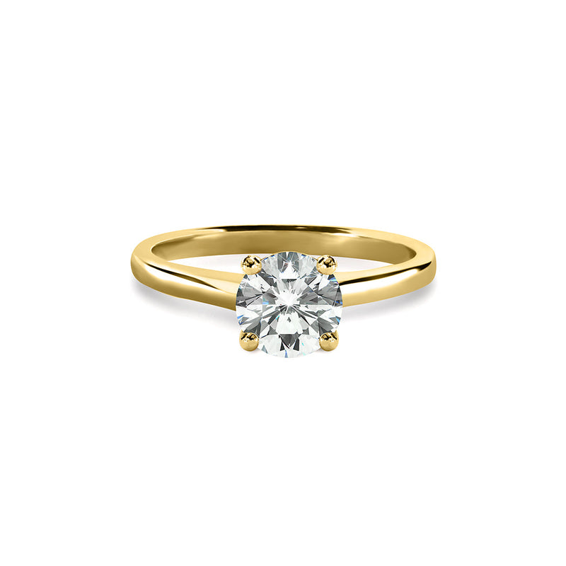 Caroline Ring 18K Yellow Gold with 0.30 carat Round diamond Ideal cut E color SI1 clarity